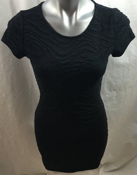 Black Textured Short Sleeve Dress Sz M