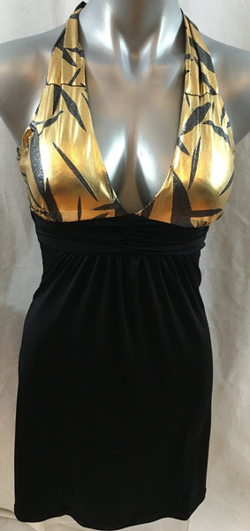 Black and gold Halter dress