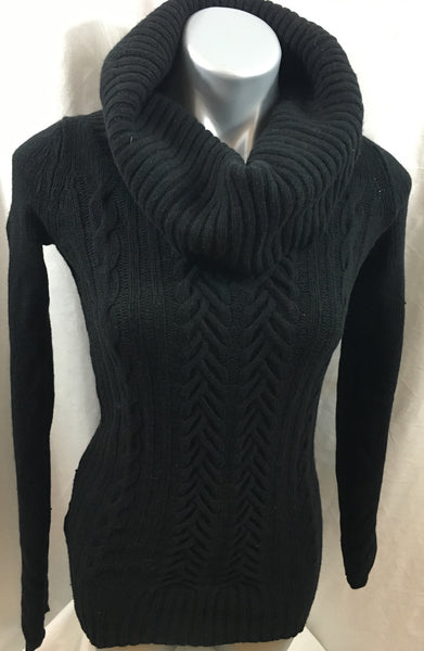 Black BCBG Turtleneck Cable Knit Sweater