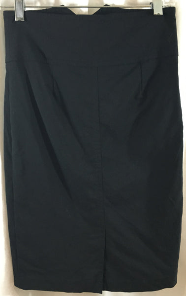 Black stretch high waist skirt with button details sz S