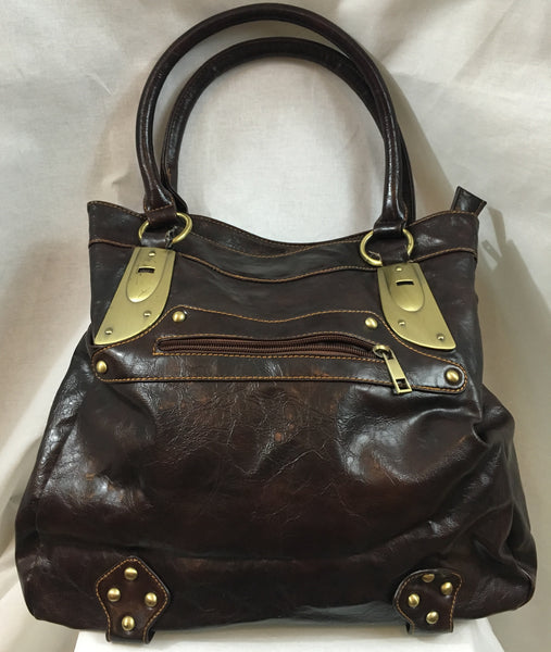 Chocolate Brown Vegan leather purse with gold hardware