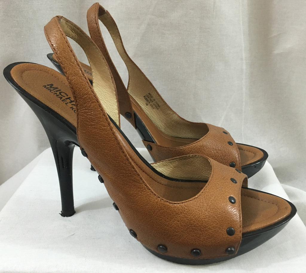 MICHAEL KORS Camel Tan Brown Slingback Heels